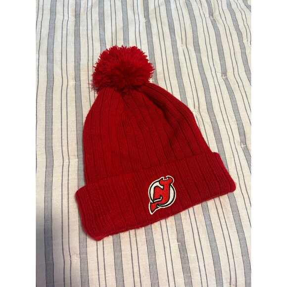 New Jersey Devils NHL Winter Hat Pom Pom Beanie - Picture 3 of 7